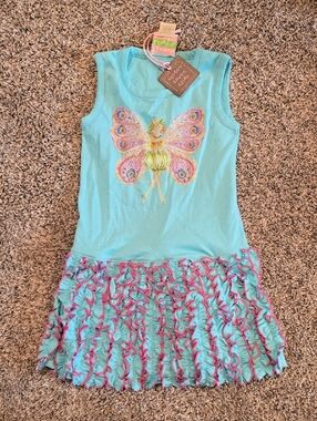 Lemon Loves Lime Turquoise & Pink Fairy Ruffle Tank Dress